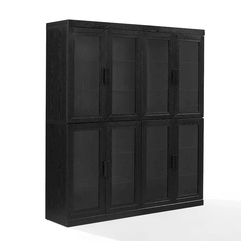 Ensemble de 2 armoires de rangement de cuisine avec portes vitrées
