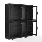 Ensemble de 2 armoires de rangement de cuisine avec portes vitrées