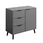 Meuble de rangement avec 3 tiroirs et étagère réglable, Meuble de rangement avec porte de style Mid-century, Meuble d'appoint