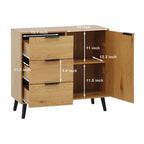 Meuble de rangement avec 3 tiroirs et étagère réglable, Meuble de rangement avec porte de style Mid-century, Meuble d'appoint