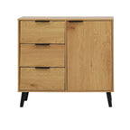 Meuble de rangement avec 3 tiroirs et étagère réglable, Meuble de rangement avec porte de style Mid-century, Meuble d'appoint