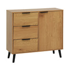 Meuble de rangement avec 3 tiroirs et étagère réglable, Meuble de rangement avec porte de style Mid-century, Meuble d'appoint