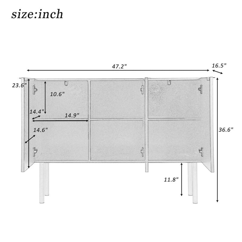 Buffet moderne simple avec étagères réglables pour salon, salle à manger