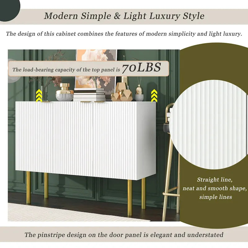 Buffet moderne simple avec étagères réglables pour salon, salle à manger