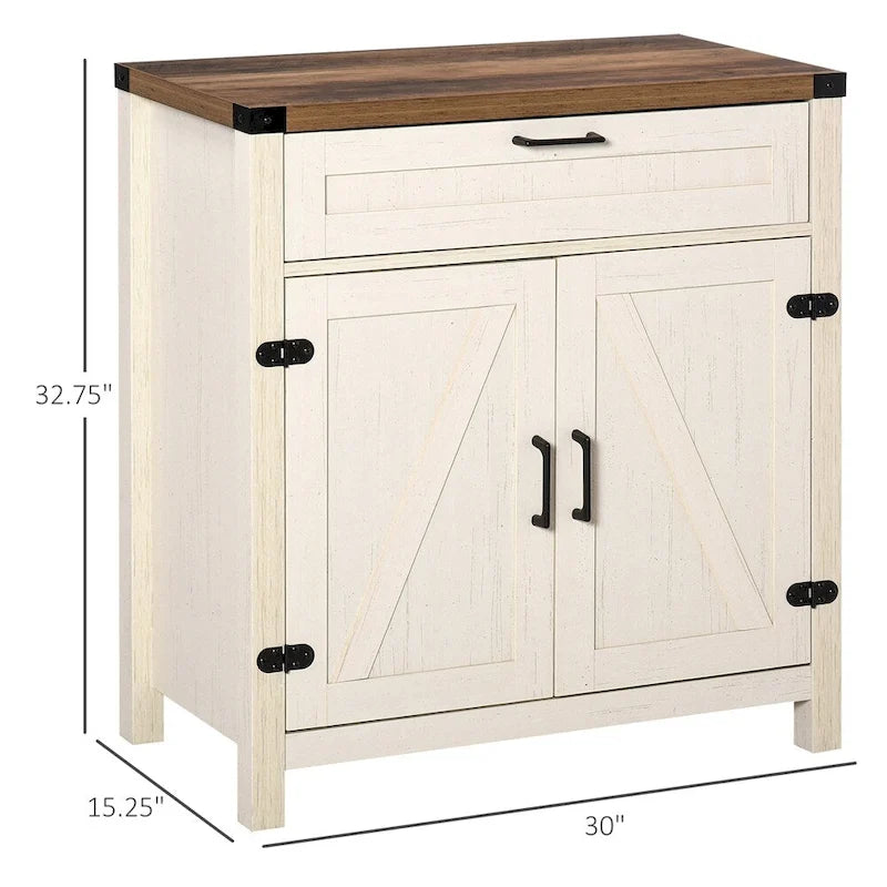 2 portes de grange buffet de cuisine avec tiroir