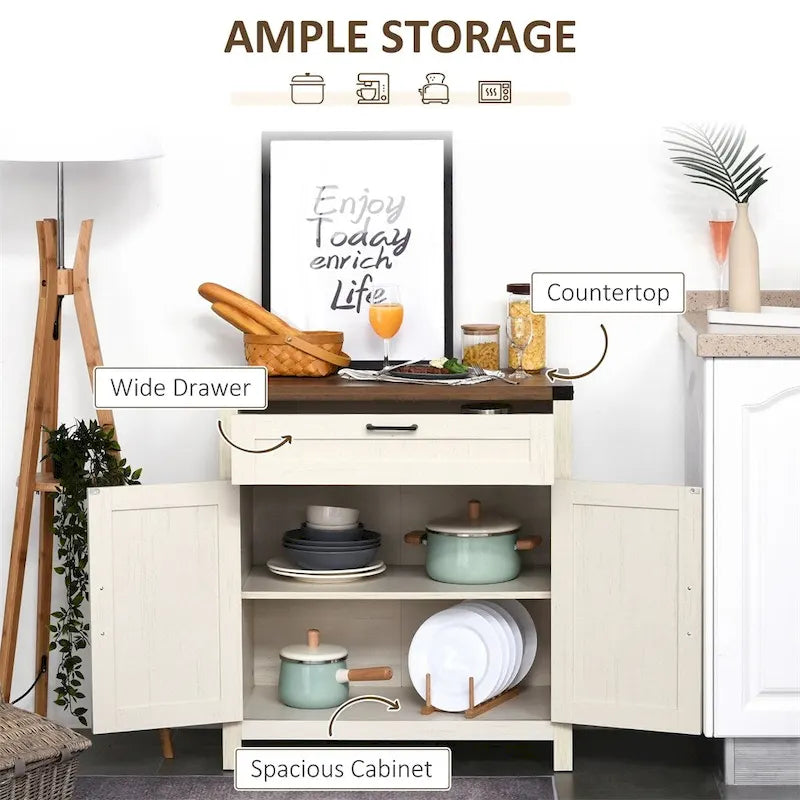 2 portes de grange buffet de cuisine avec tiroir