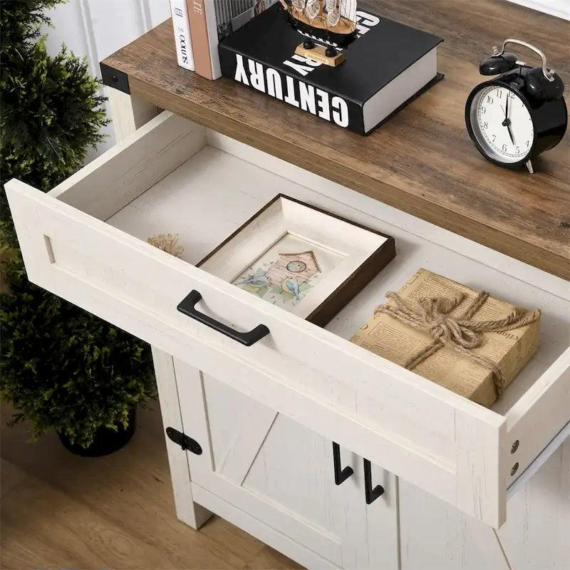 2 portes de grange buffet de cuisine avec tiroir