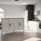 Buffet en bois avec 4 portes de grange et 2 étagères réglables