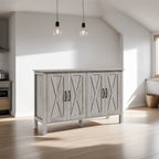 Buffet en bois avec 4 portes de grange et 2 étagères réglables