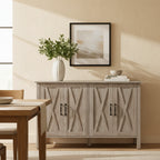 Buffet en bois avec 4 portes de grange et 2 étagères réglables