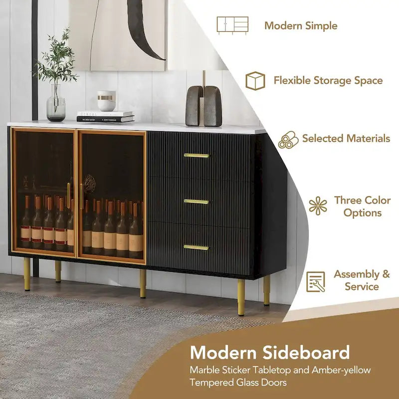 Buffet moderne avec portes vitrées