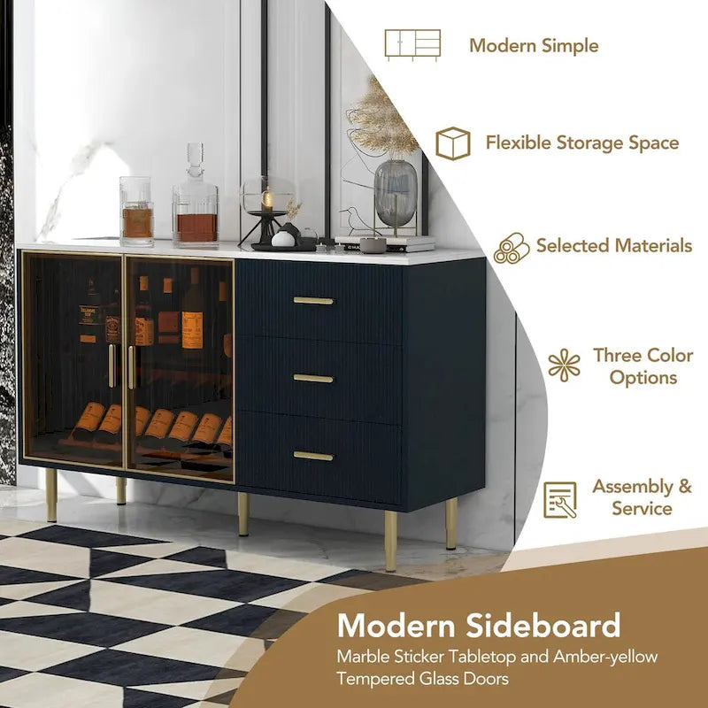 Buffet moderne avec portes vitrées