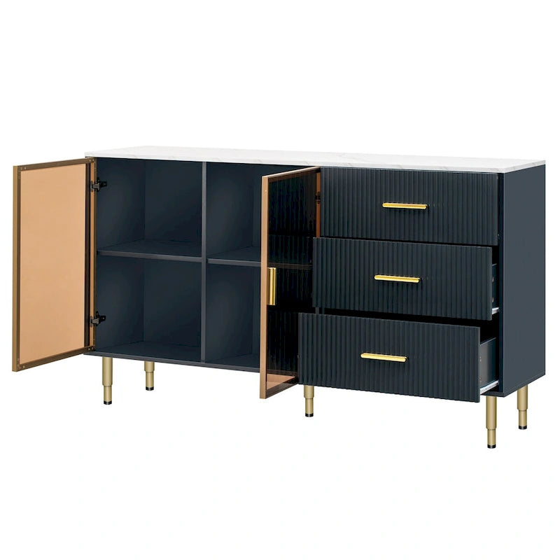 Buffet moderne avec portes vitrées