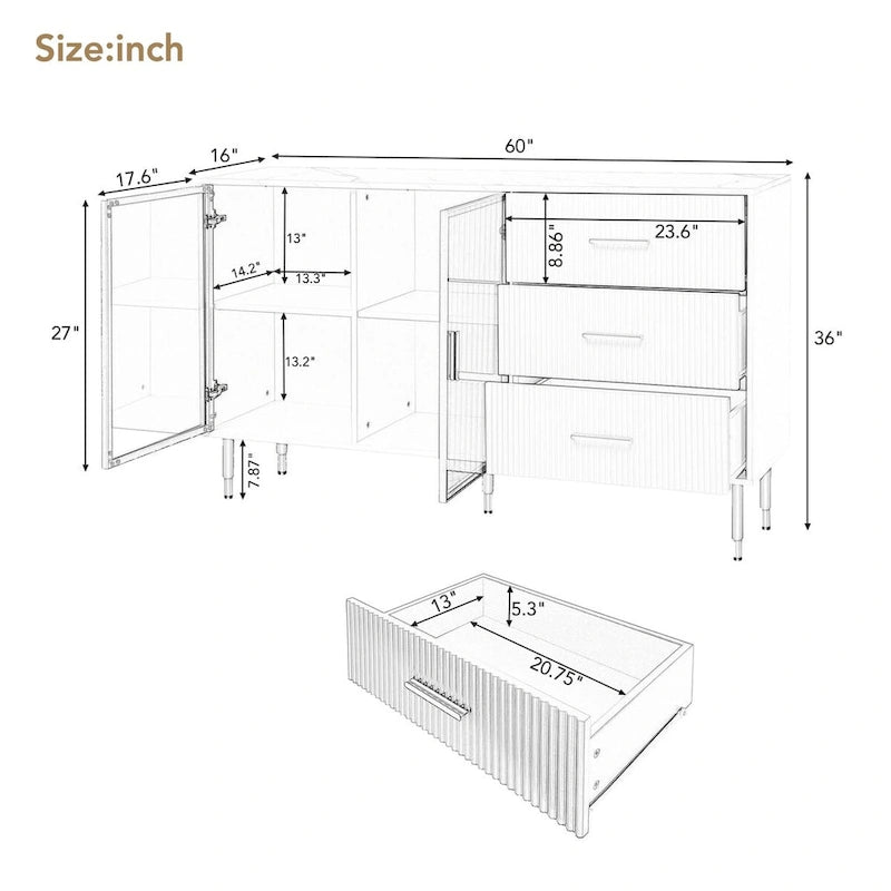 Buffet moderne avec portes vitrées