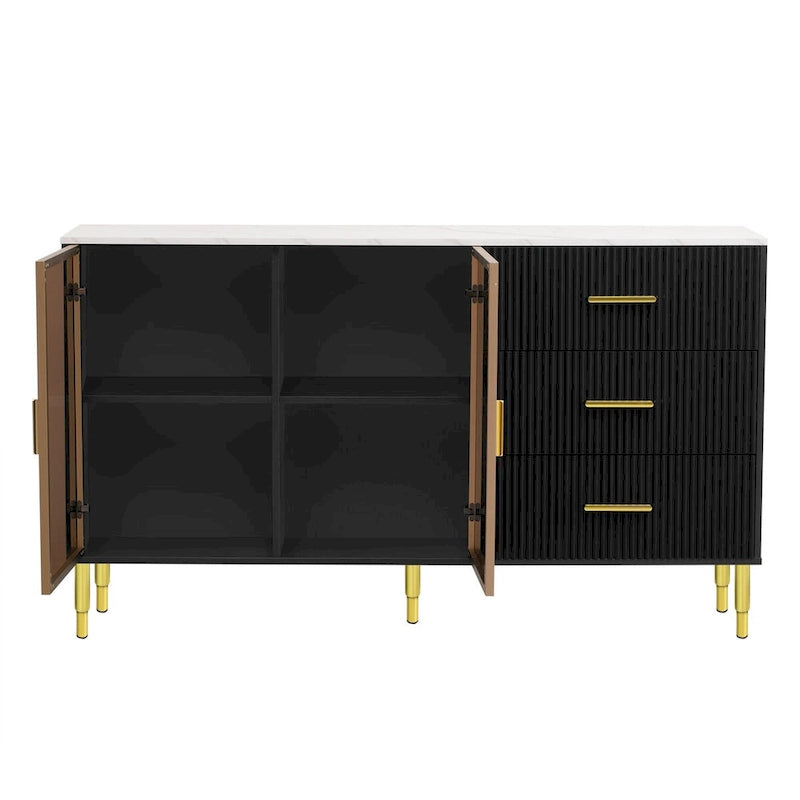 Buffet moderne avec portes vitrées