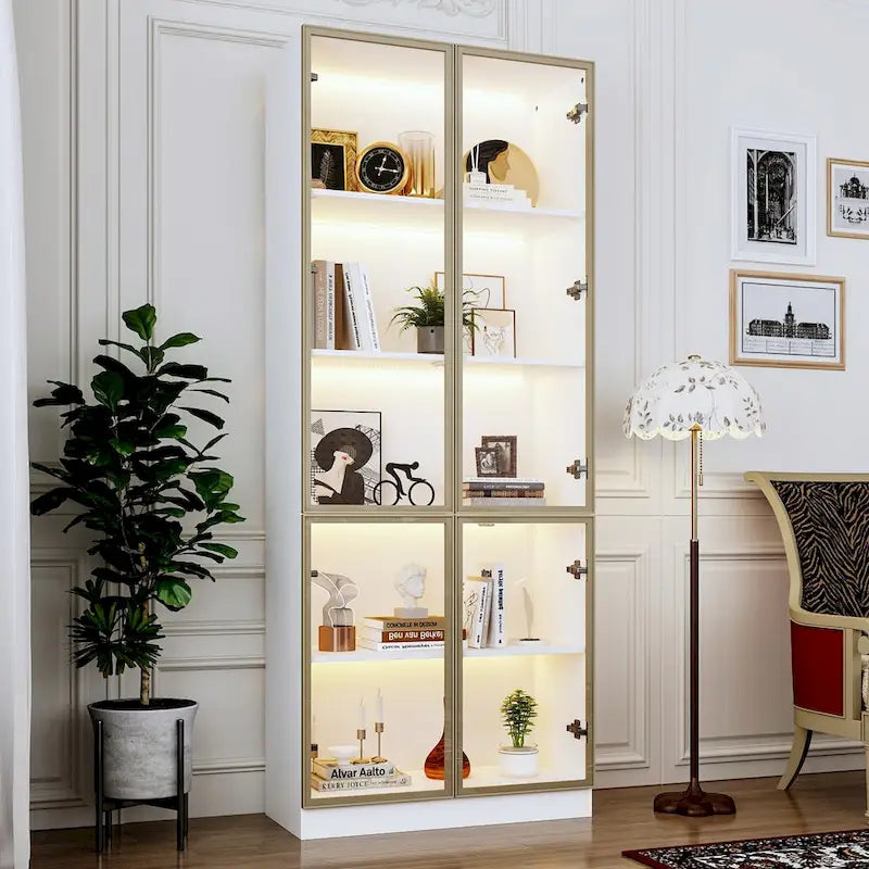 Vitrine haute modulaire élégante avec éclairage LED