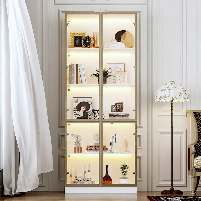 Vitrine haute modulaire élégante avec éclairage LED