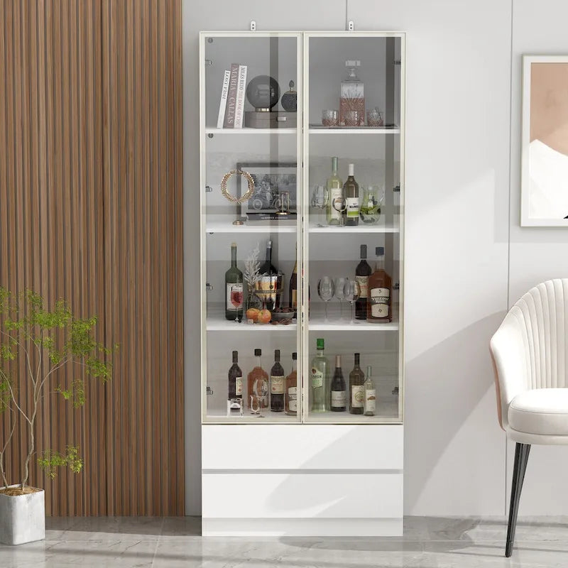 Vitrine haute modulaire élégante avec éclairage LED