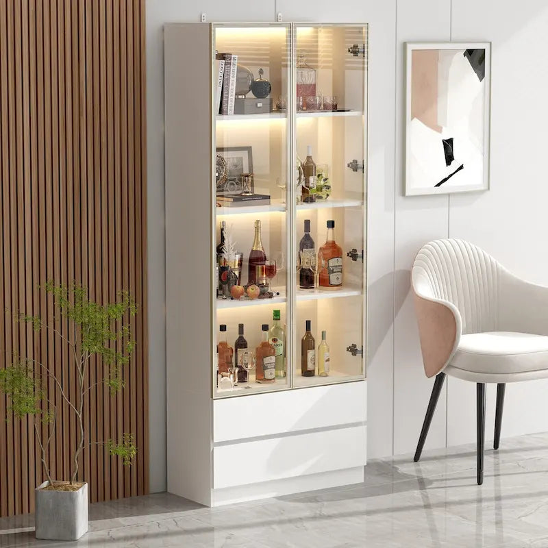 Vitrine haute modulaire élégante avec éclairage LED
