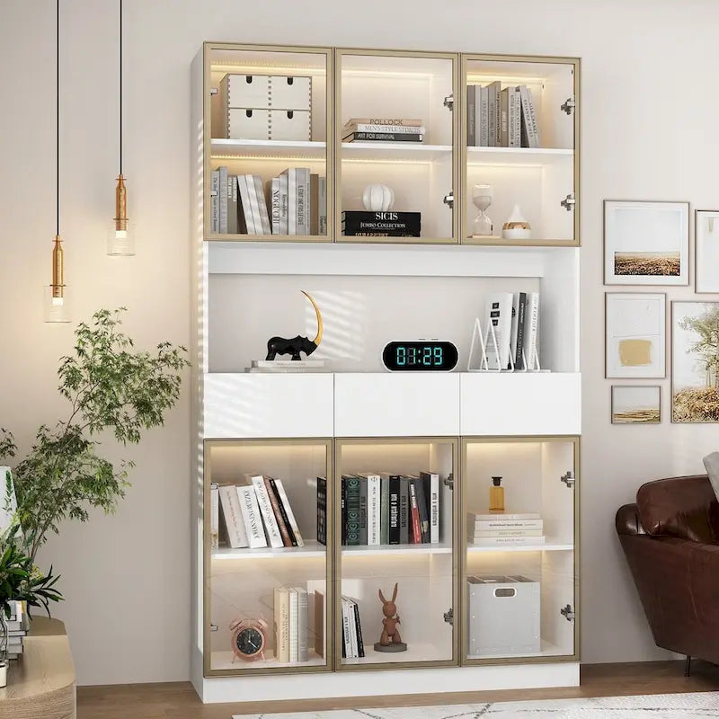 Vitrine haute modulaire élégante avec éclairage LED
