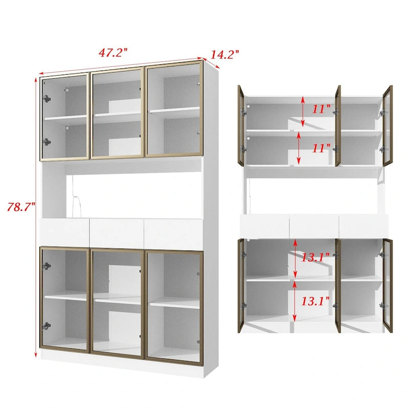 Vitrine haute modulaire élégante avec éclairage LED