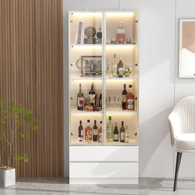 Vitrine haute modulaire élégante avec éclairage LED