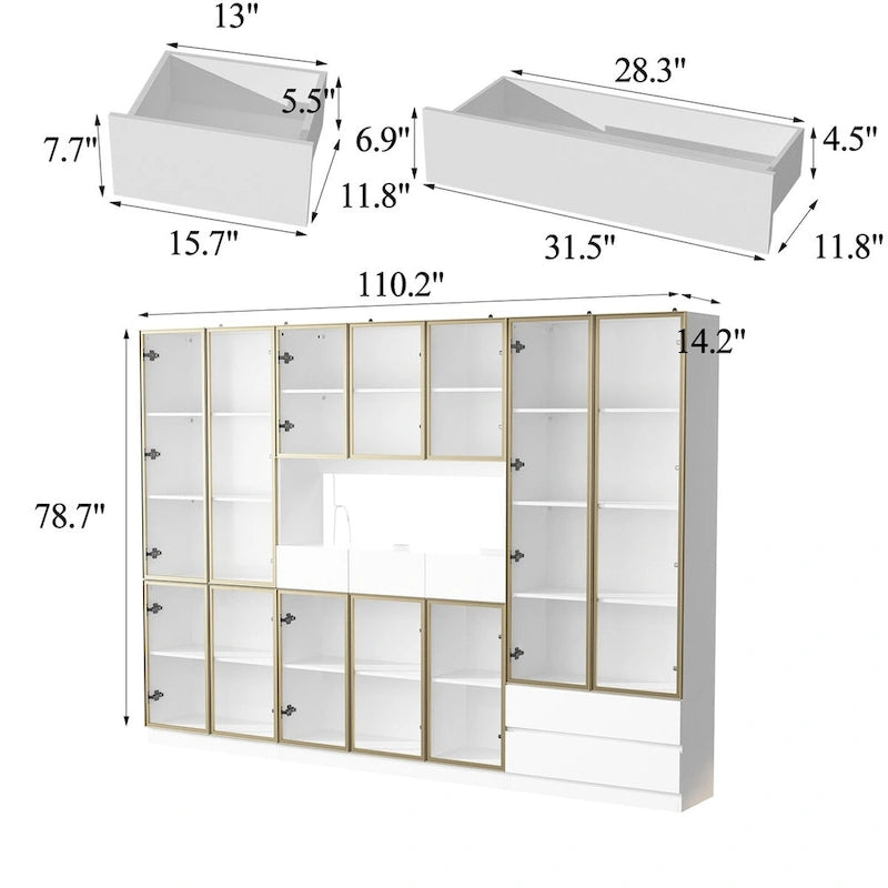 Vitrine haute modulaire élégante avec éclairage LED