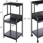 Support d'imprimante, table d'imprimante à 3 étagères avec roulettes - 20.08 x 15.75 x 30.12