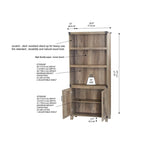 Bibliothèque rustique en chêne 2 portes Oxford Farmhouse – 12L x 30,7P x 67,4H