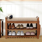 Banc de rangement à chaussures à 2 niveaux pour entrée en bambou - 39,6*11,6*19,6