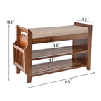 Banc de rangement à chaussures à 2 niveaux pour entrée en bambou - 39,6*11,6*19,6