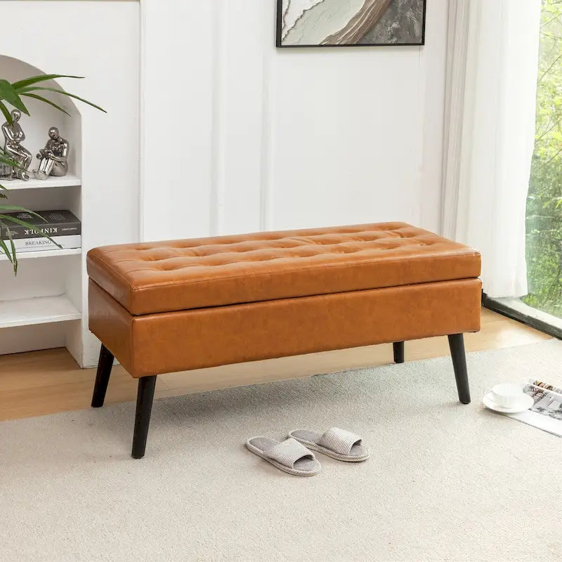 Banc de lit en similicuir avec rangement