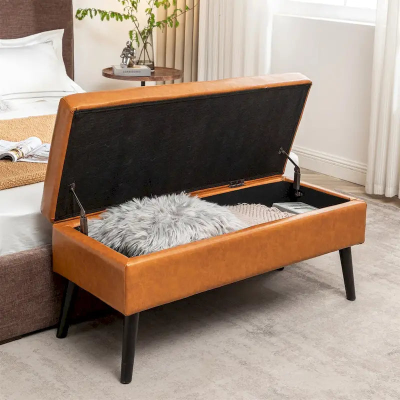Banc de lit en similicuir avec rangement