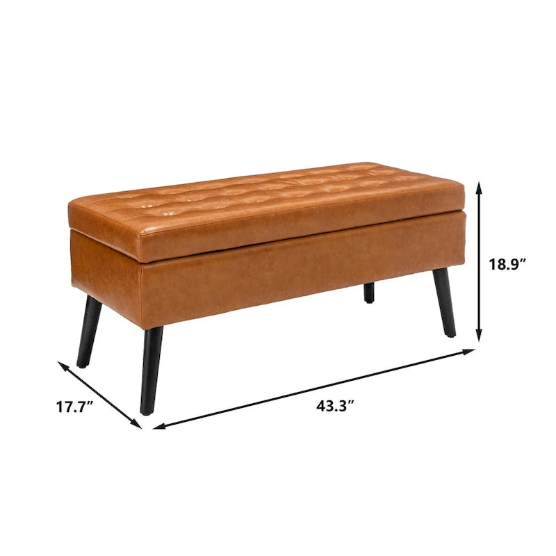 Banc de lit en similicuir avec rangement