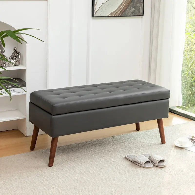 Banc de lit en similicuir avec rangement