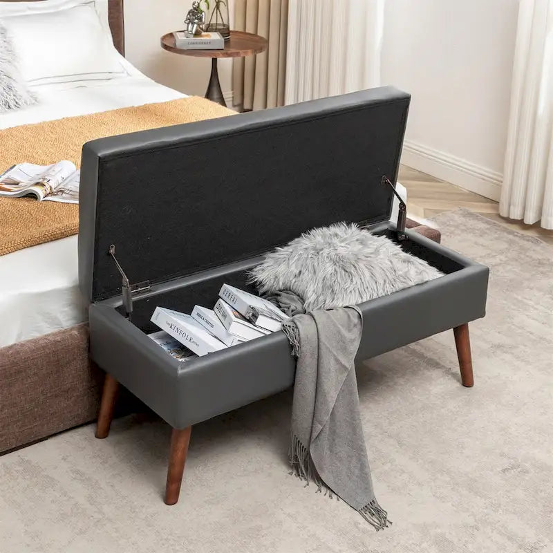Banc de lit en similicuir avec rangement