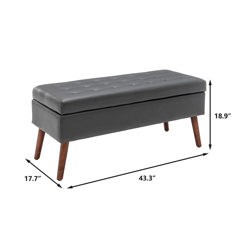 Banc de lit en similicuir avec rangement