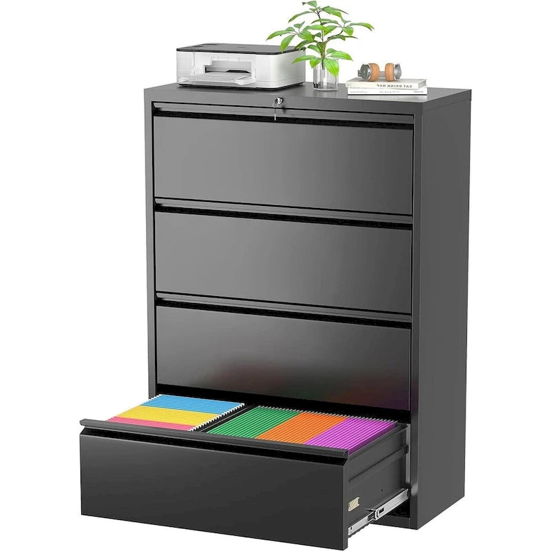 36W 4 Drawer Large Deep Locking Metal Lateral File Cabinet