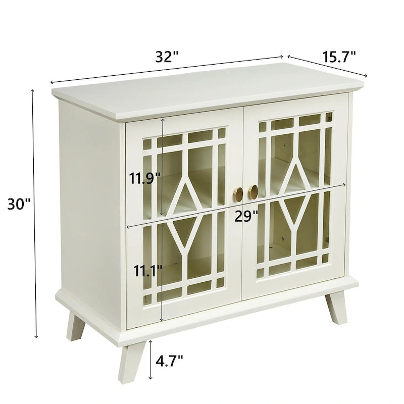 Meuble de rangement avec étagère, buffet blanc pour salon
