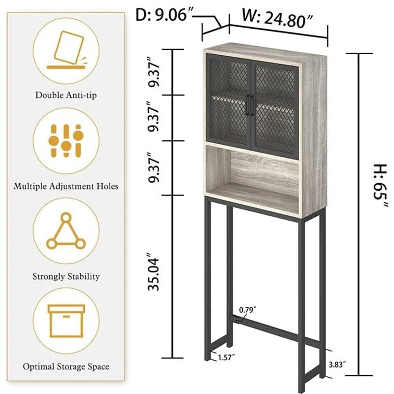 Organisateur de salle de bain au-dessus des toilettes - 9,06P x 24,8L x 65H