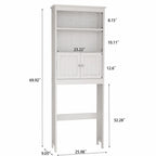 Meuble de rangement au-dessus des toilettes, organisateur de salle de bain avec deux étagères et placard, étagère de rangement pour toilettes en bois autoportante à 2 portes