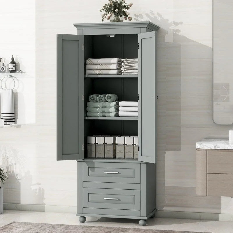Armoire haute de rangement à deux tiroirs pour salle de bain/bureau