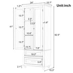 Armoire haute de rangement à deux tiroirs pour salle de bain/bureau