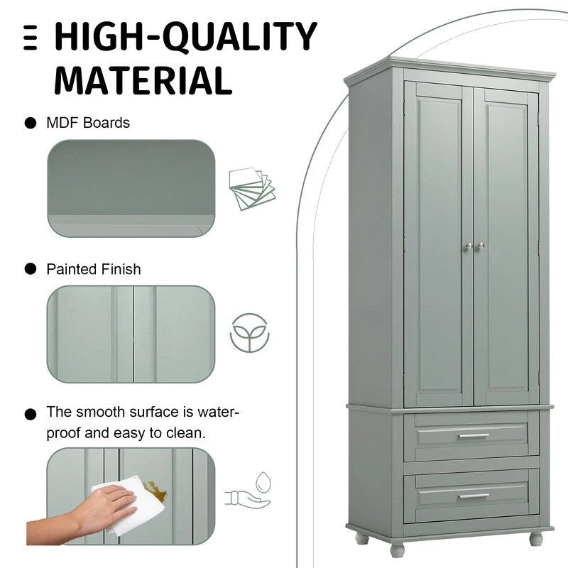 Armoire haute de rangement à deux tiroirs pour salle de bain/bureau