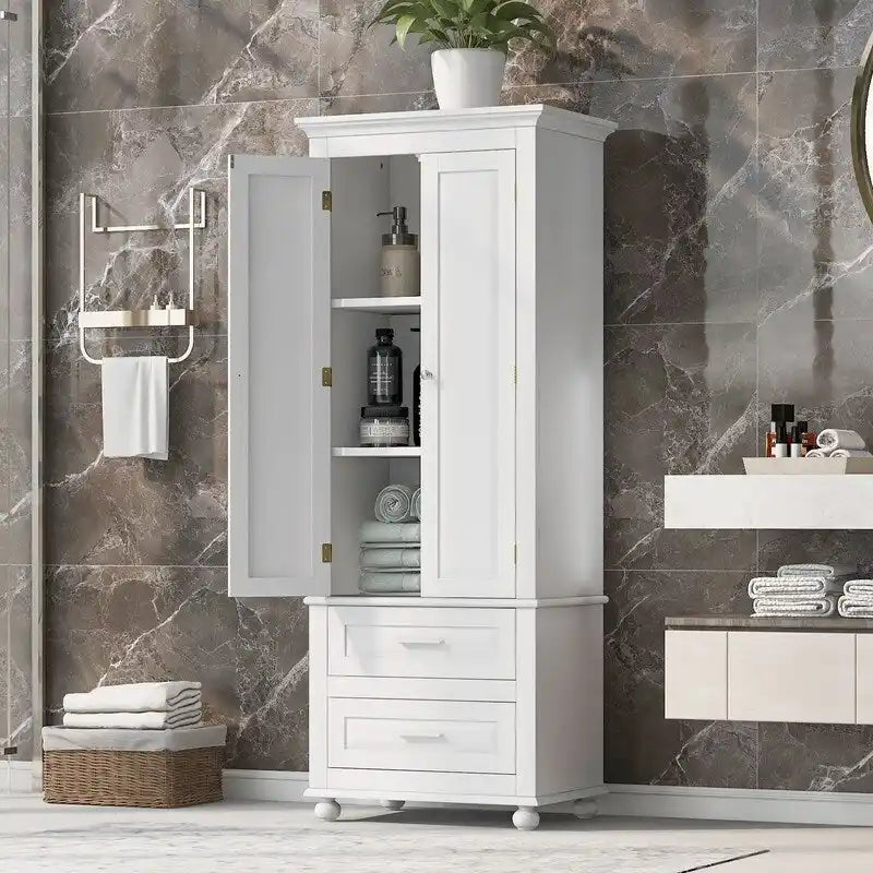 Armoire haute de rangement à deux tiroirs pour salle de bain/bureau