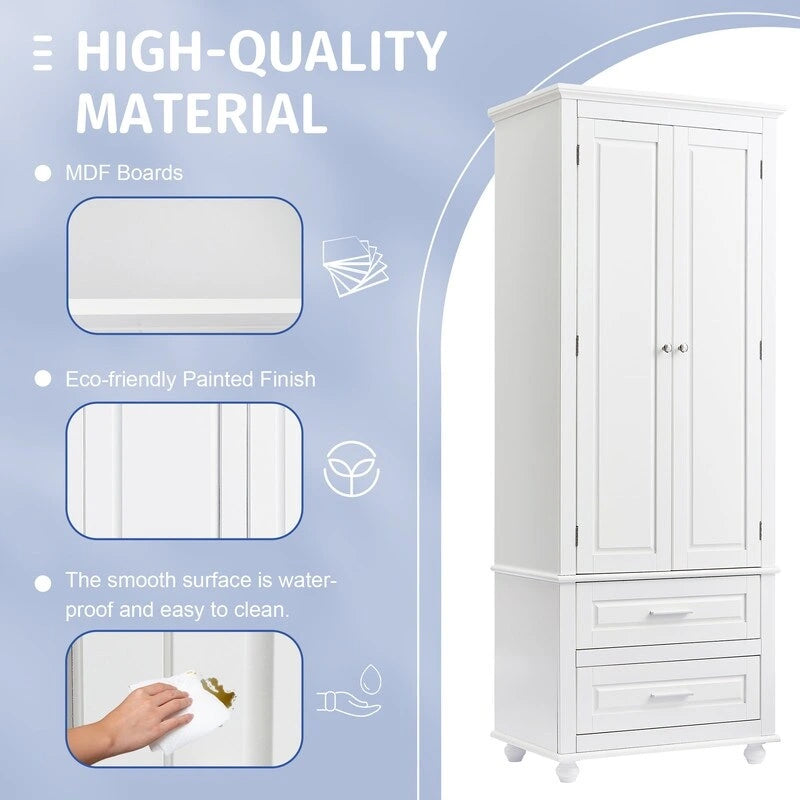 Armoire haute de rangement à deux tiroirs pour salle de bain/bureau