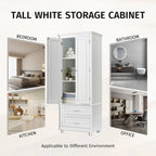 Armoire haute de rangement à deux tiroirs pour salle de bain/bureau