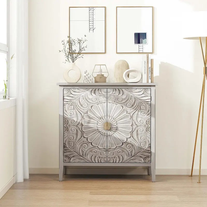 Armoire de rangement gris clair de 78 cm de hauteur avec étagères - 80 x 38 cm