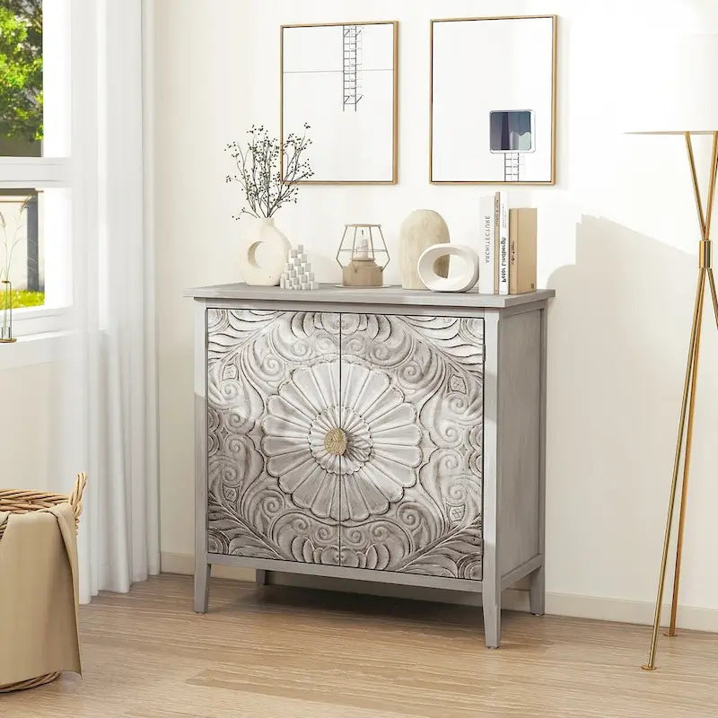 Armoire de rangement gris clair de 78 cm de hauteur avec étagères - 80 x 38 cm
