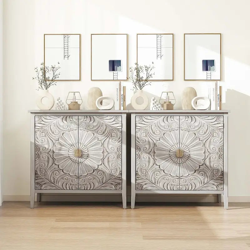 Armoire de rangement gris clair de 78 cm de hauteur avec étagères - 80 x 38 cm